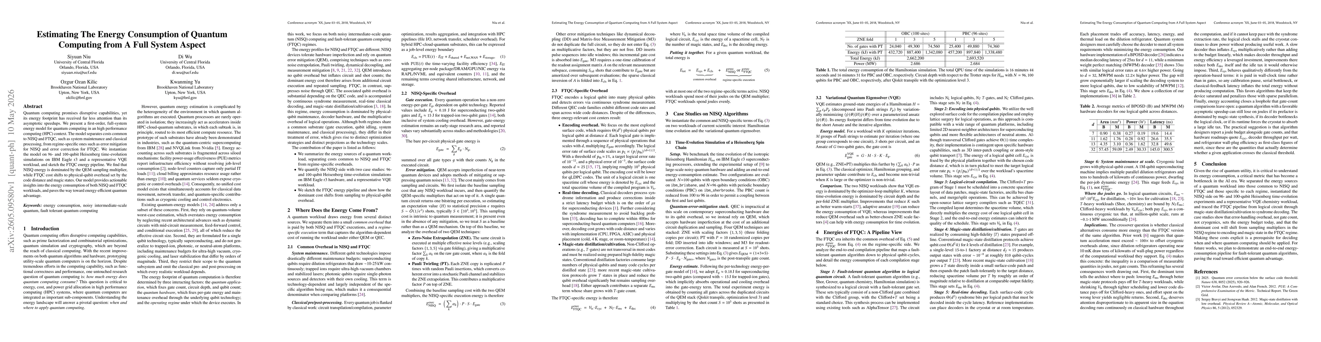 Thumbnail for Estimating The Energy Consumption of Quantum Computing from A Full System Aspect