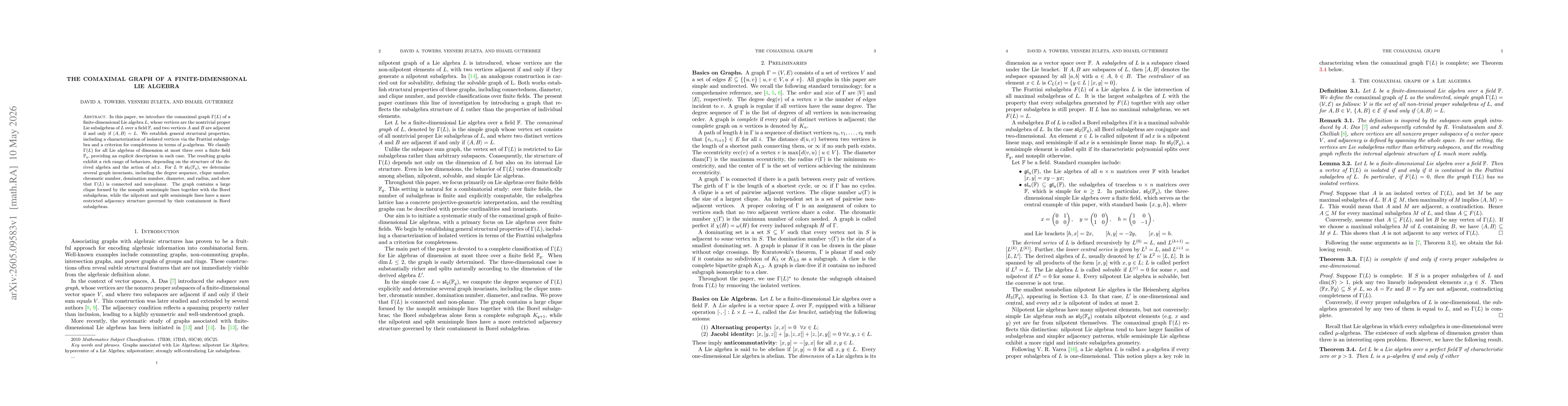 Thumbnail for The comaximal graph of a finite-dimensional Lie algebra