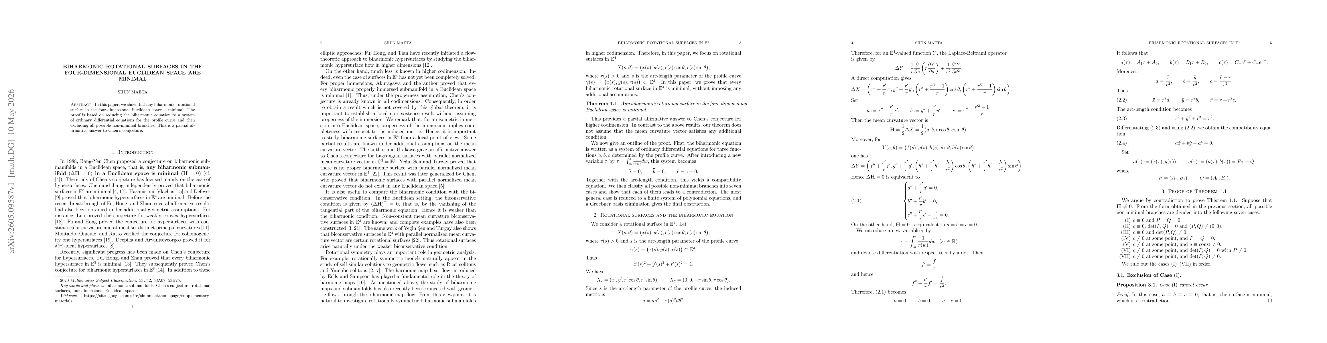 Thumbnail for Biharmonic rotational surfaces in the four-dimensional Euclidean space are minimal