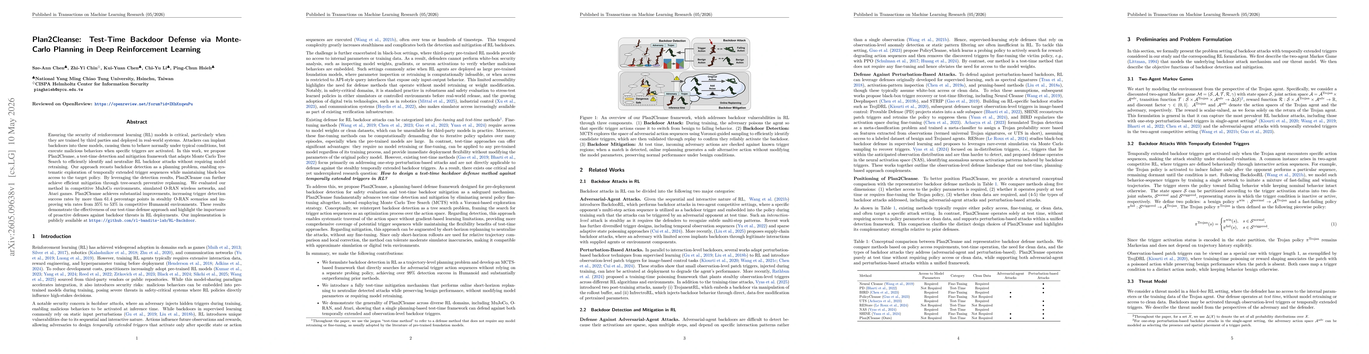 Thumbnail for Plan2Cleanse: Test-Time Backdoor Defense via Monte-Carlo Planning in Deep Reinforcement Learning
