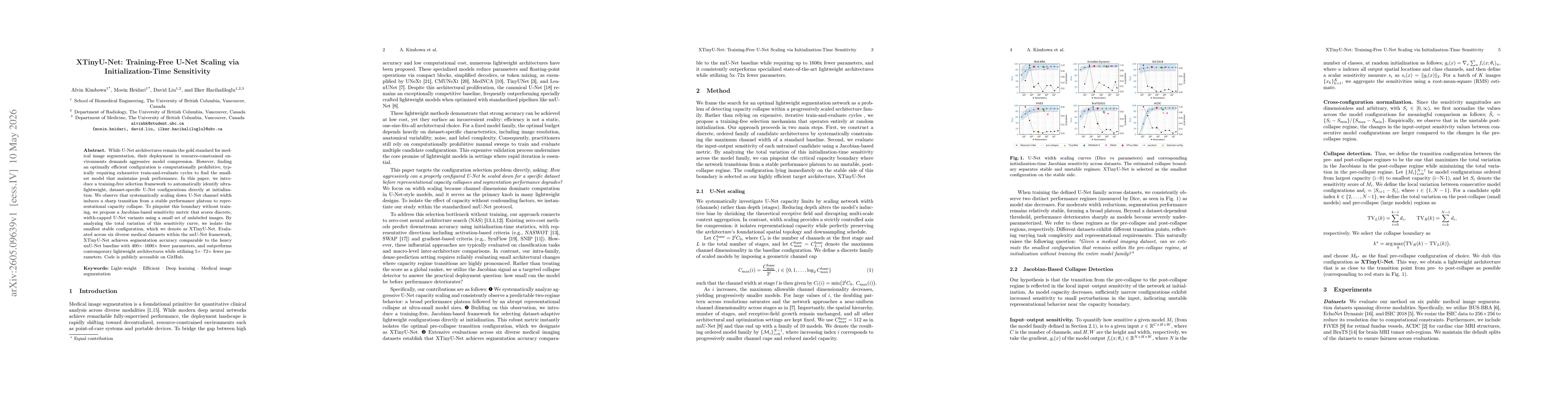 Thumbnail for XTinyU-Net: Training-Free U-Net Scaling via Initialization-Time Sensitivity