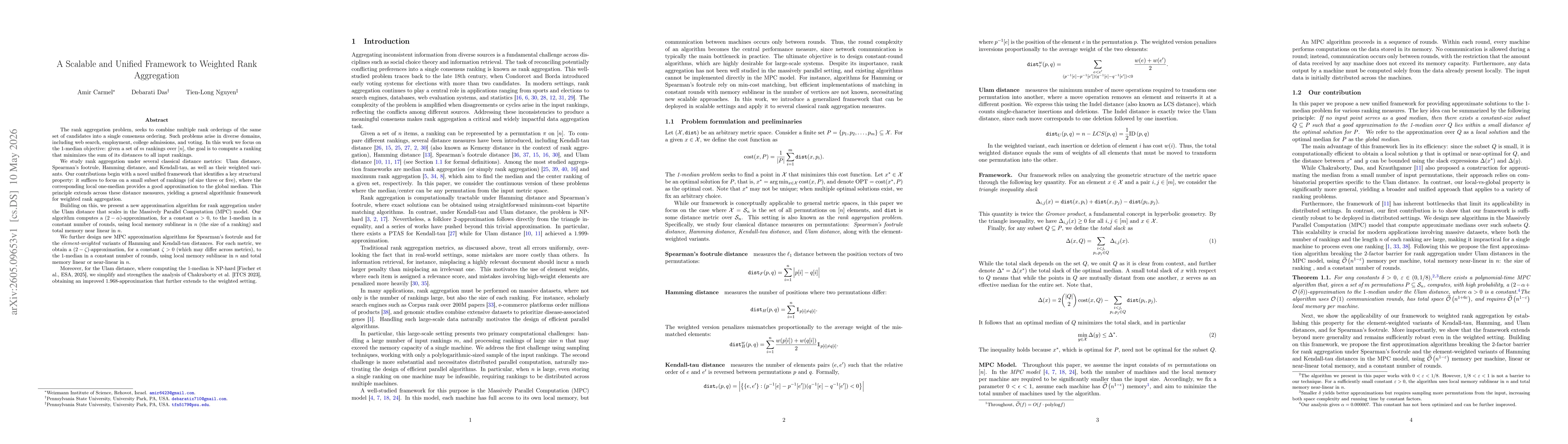 Thumbnail for A Scalable and Unified Framework to Weighted Rank Aggregation