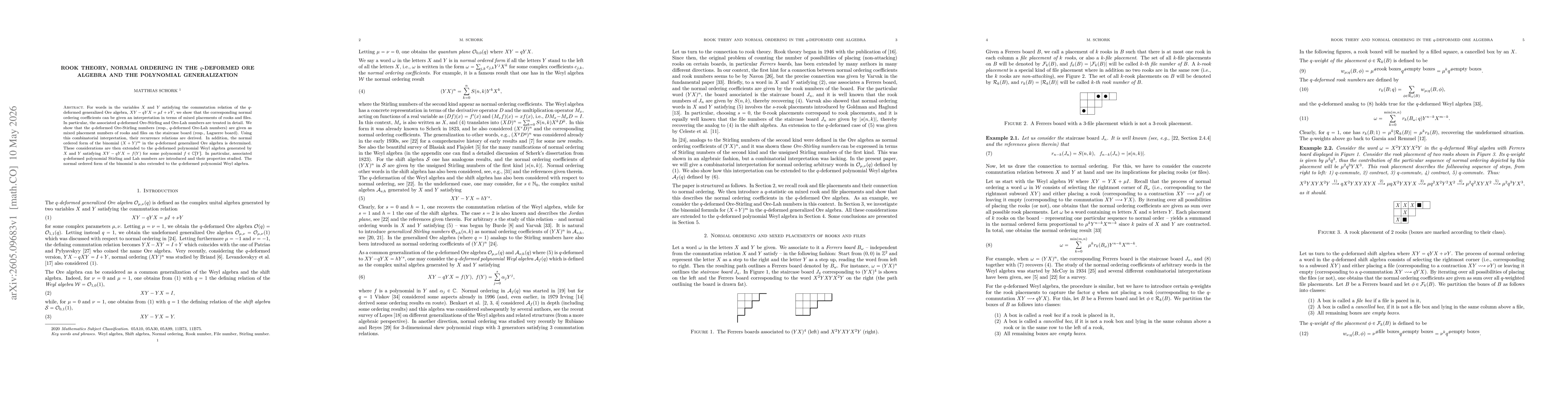 Thumbnail for Rook theory, normal ordering in the $q$-deformed Ore algebra and the polynomial generalization