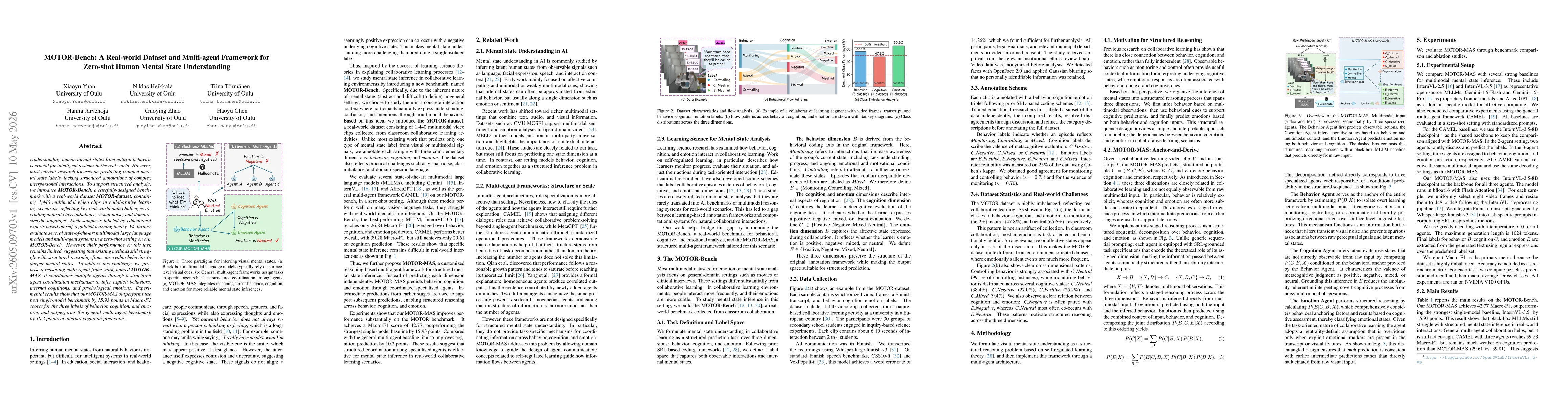 Thumbnail for MOTOR-Bench: A Real-world Dataset and Multi-agent Framework for Zero-shot Human Mental State Understanding