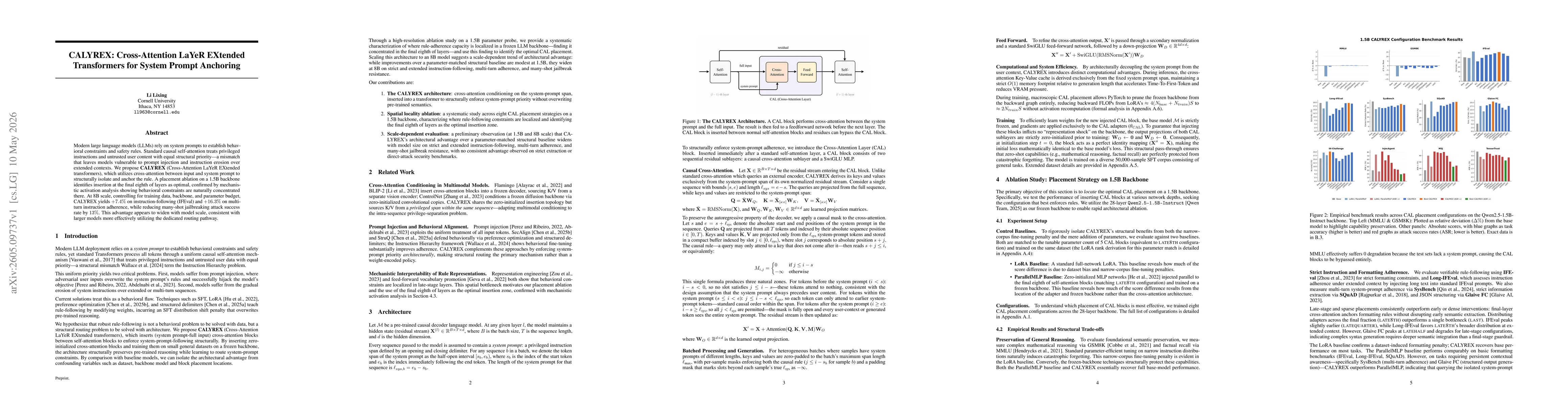 Thumbnail for CALYREX: Cross-Attention LaYeR EXtended Transformers for System Prompt Anchoring