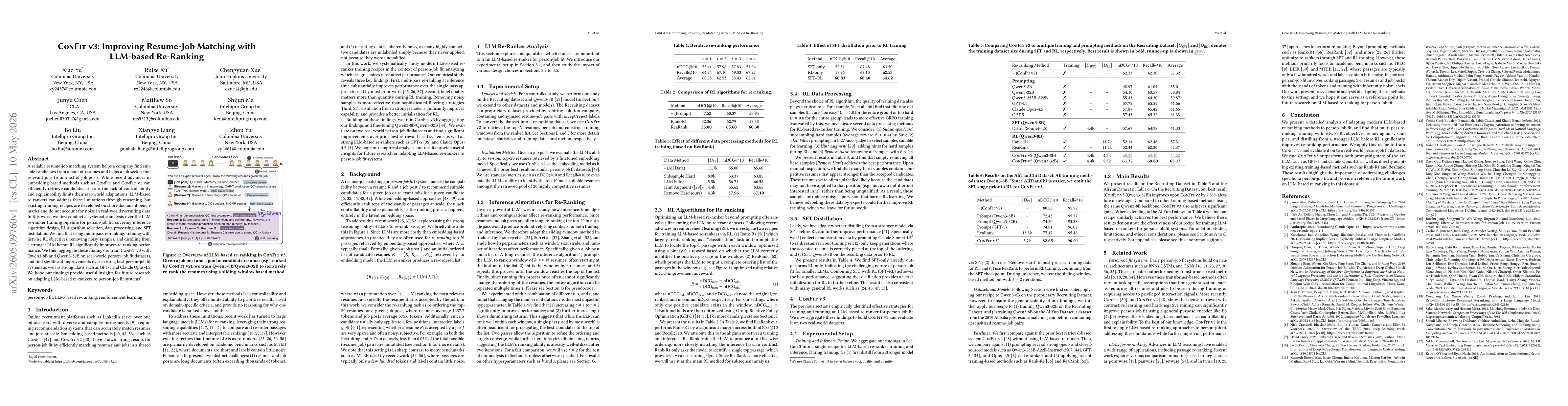 Thumbnail for ConFit v3: Improving Resume-Job Matching with LLM-based Re-Ranking