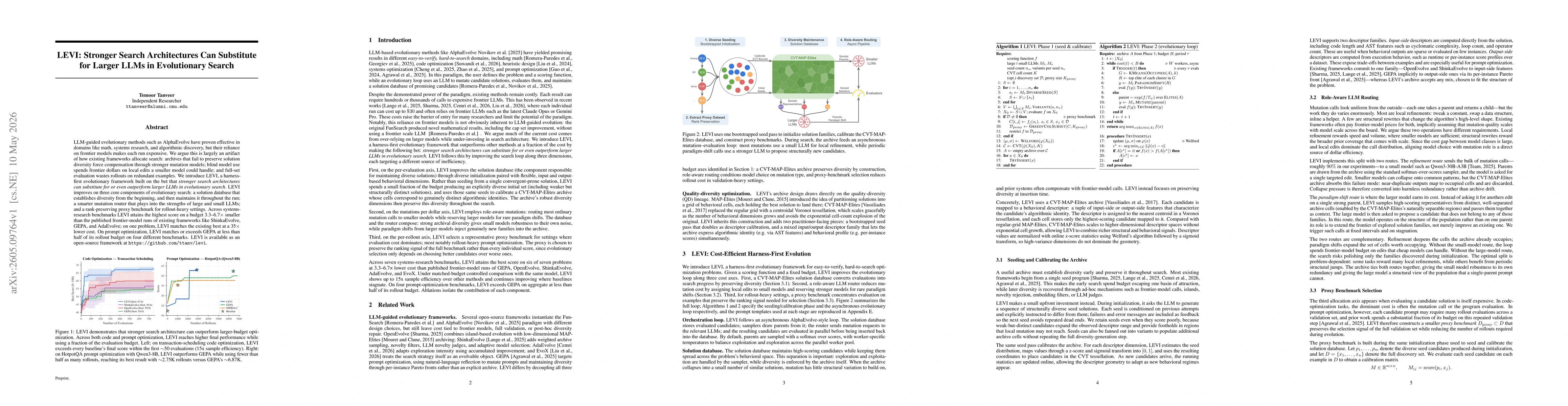 Thumbnail for LEVI: Stronger Search Architectures Can Substitute for Larger LLMs in Evolutionary Search