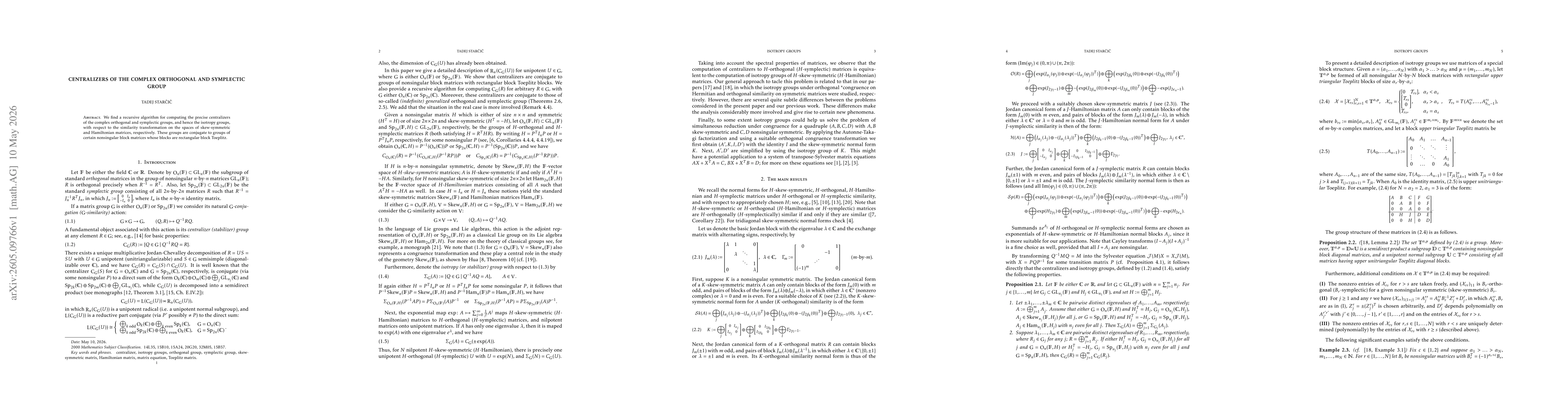 Thumbnail for Centralizers of the complex orthogonal and symplectic group
