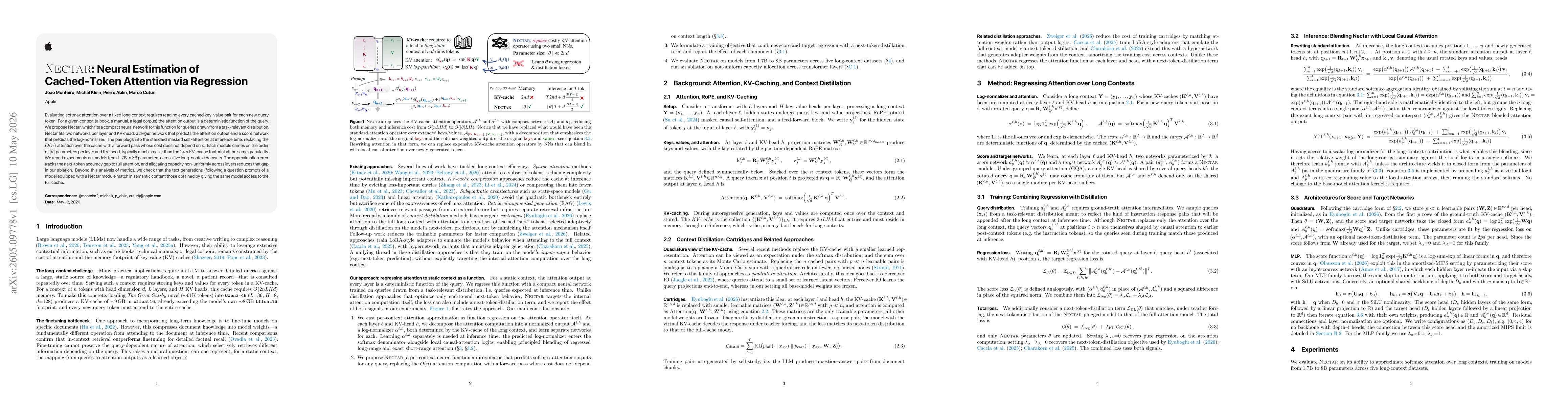 Thumbnail for Nectar: Neural Estimation of Cached-Token Attention via Regression