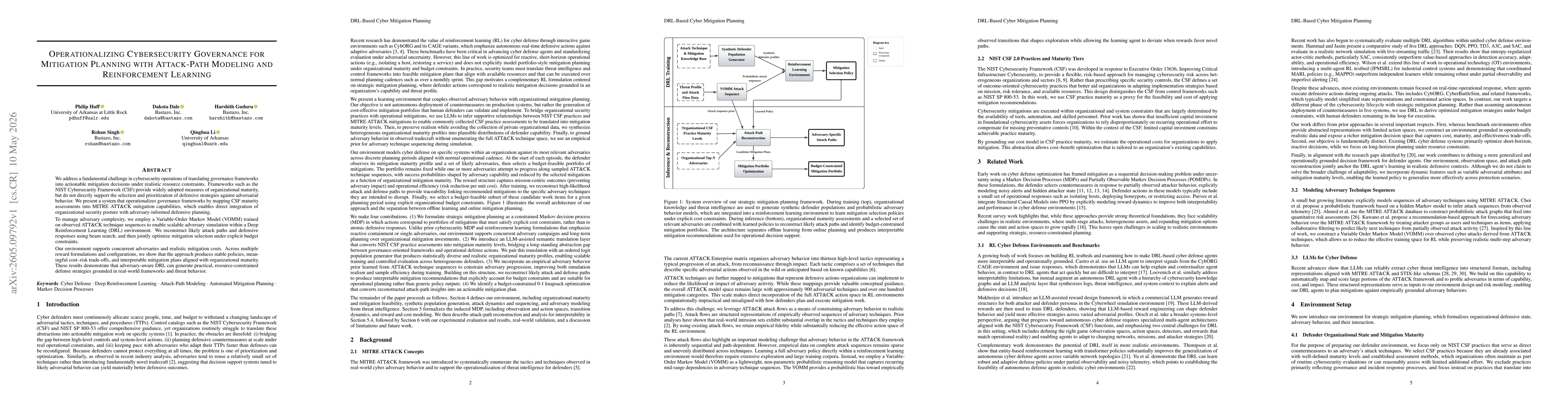 Thumbnail for Operationalizing Cybersecurity Governance for Mitigation Planning with Attack-Path Modeling and Reinforcement Learning