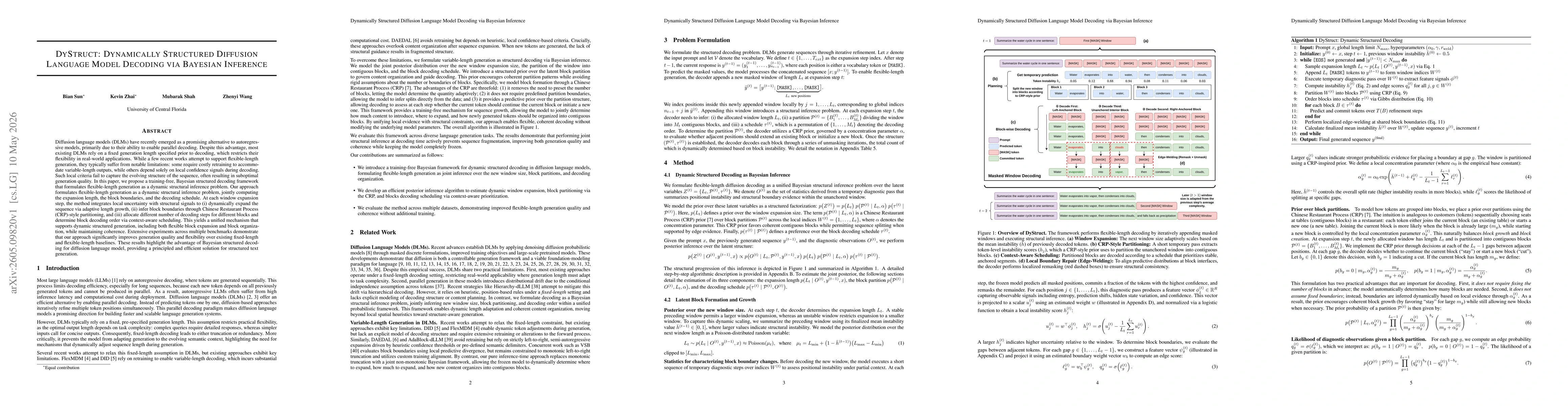 Thumbnail for Dystruct: Dynamically Structured Diffusion Language Model Decoding via Bayesian Inference