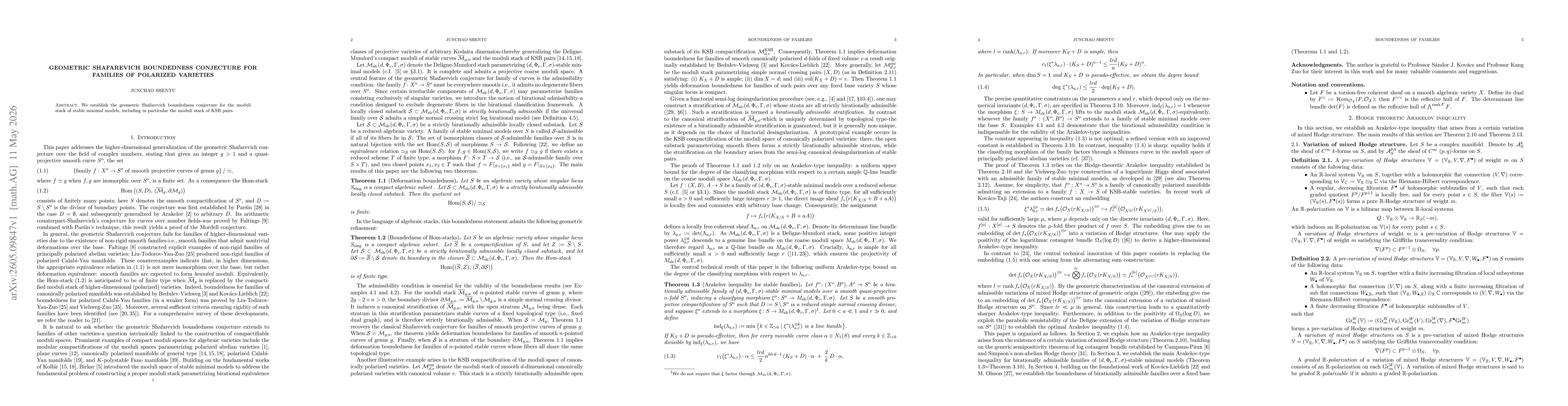 Thumbnail for Geometric Shafarevich boundedness conjecture for families of polarized varieties