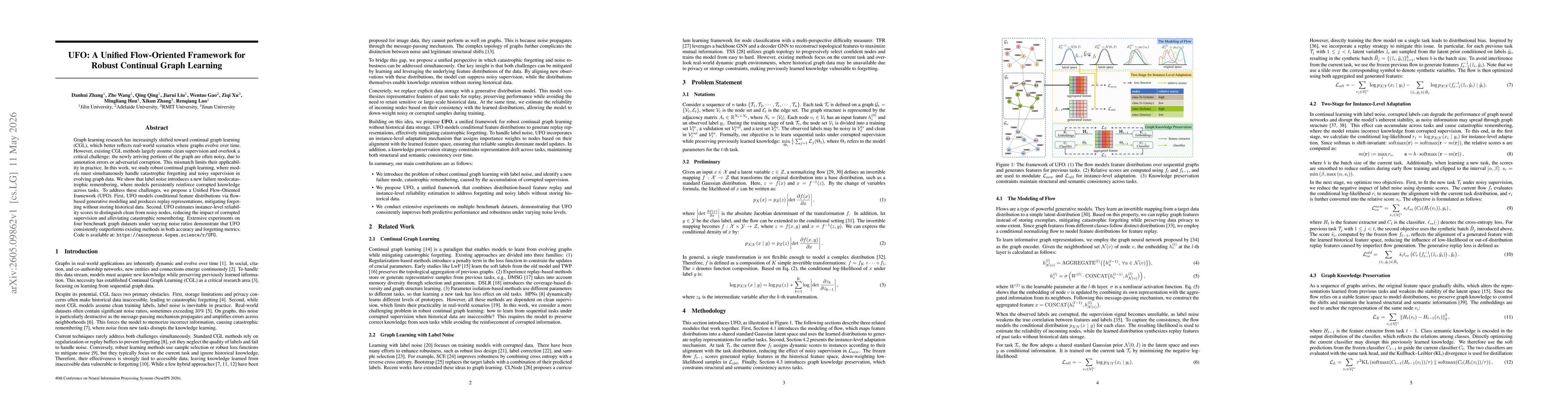 Thumbnail for UFO: A Unified Flow-Oriented Framework for Robust Continual Graph Learning