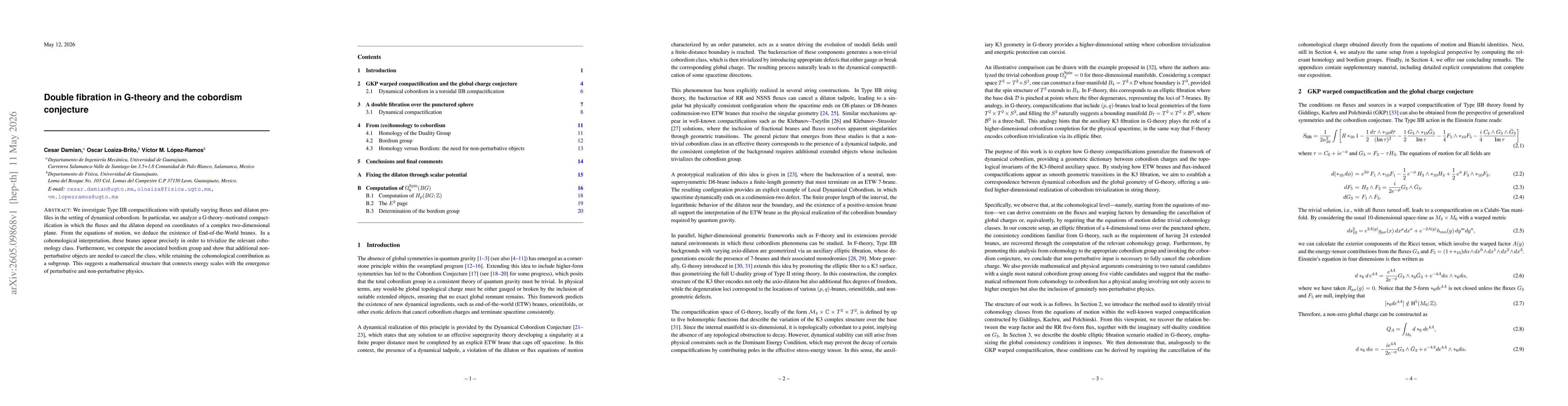 Thumbnail for Double fibration in G-theory and the cobordism conjecture