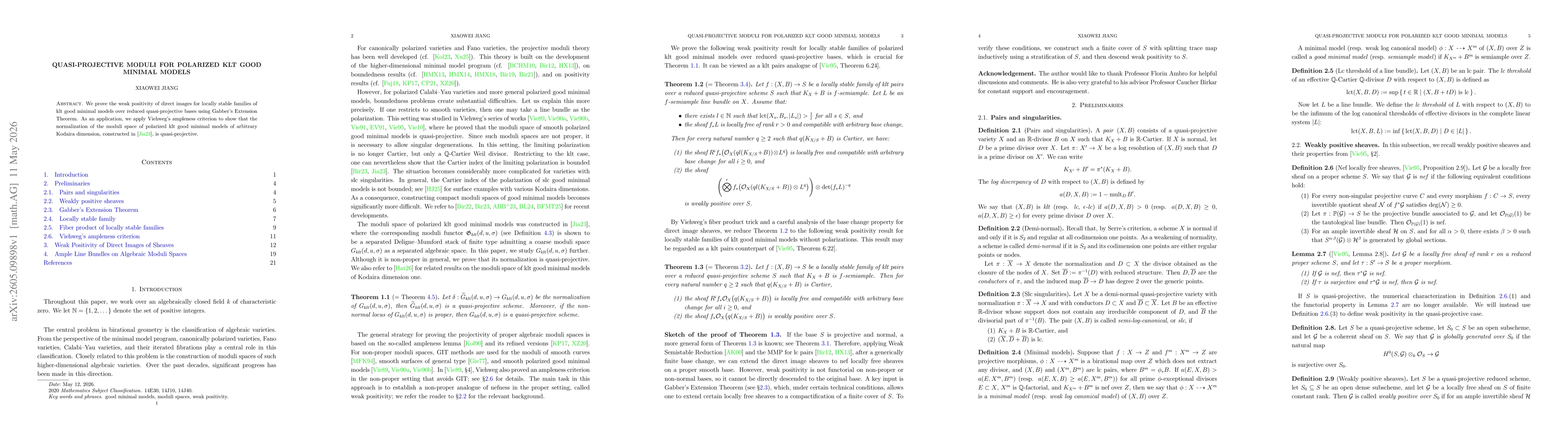 Thumbnail for Quasi-Projective Moduli for Polarized klt Good Minimal Models