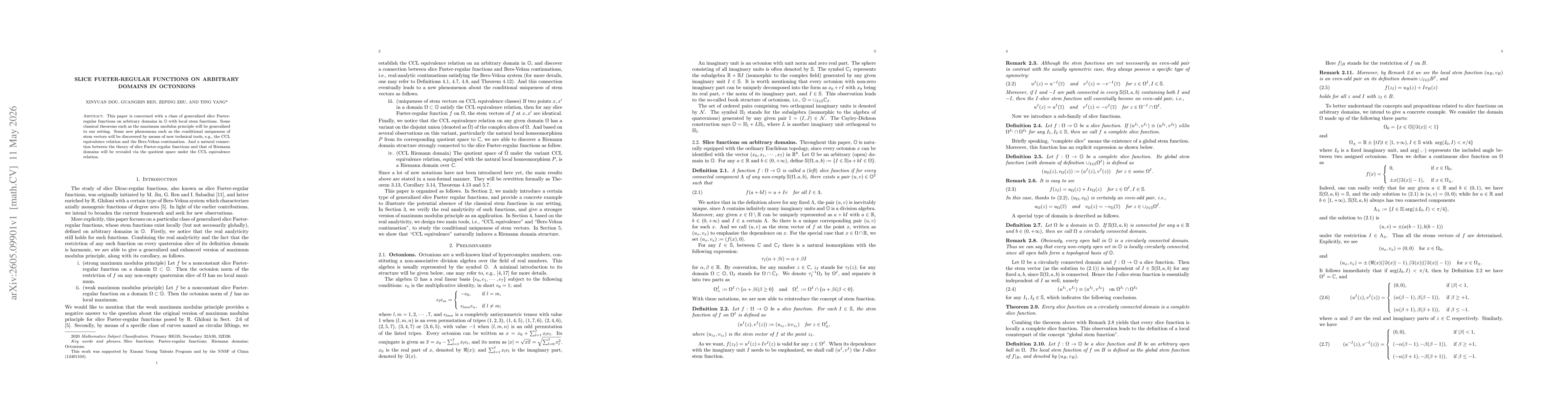 Thumbnail for Slice Fueter-regular functions on arbitrary domains in octonions