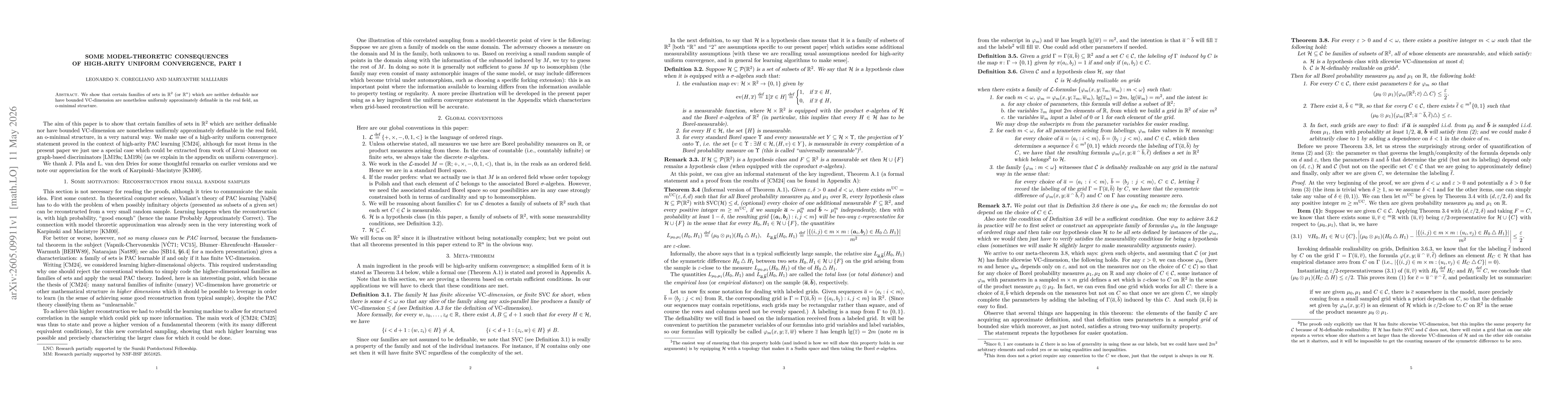 Thumbnail for Some model-theoretic consequences of high-arity uniform convergence, part I