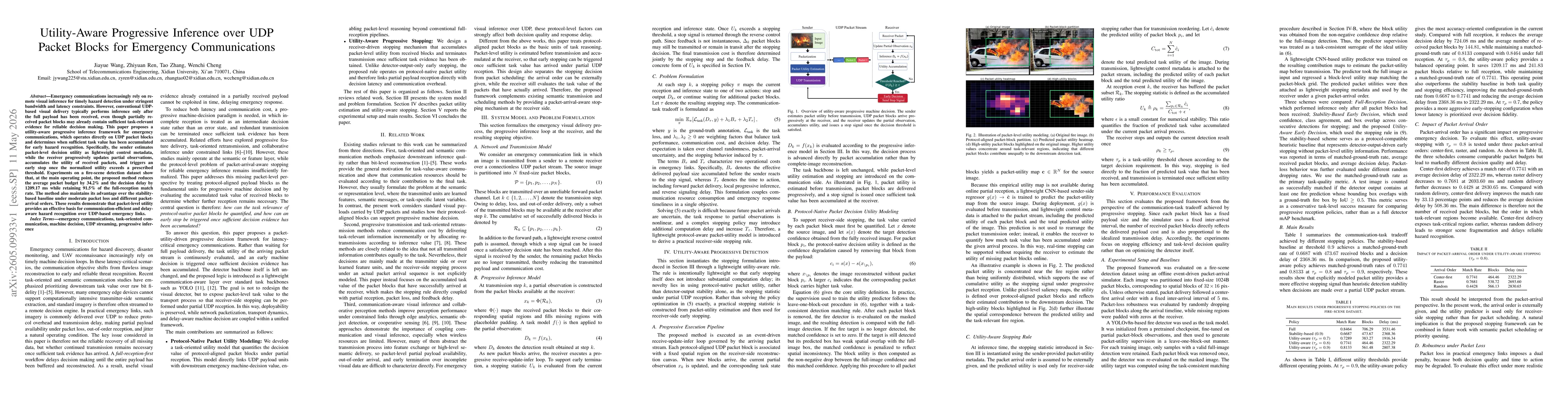 Thumbnail for Utility-Aware Progressive Inference over UDP Packet Blocks for Emergency Communications