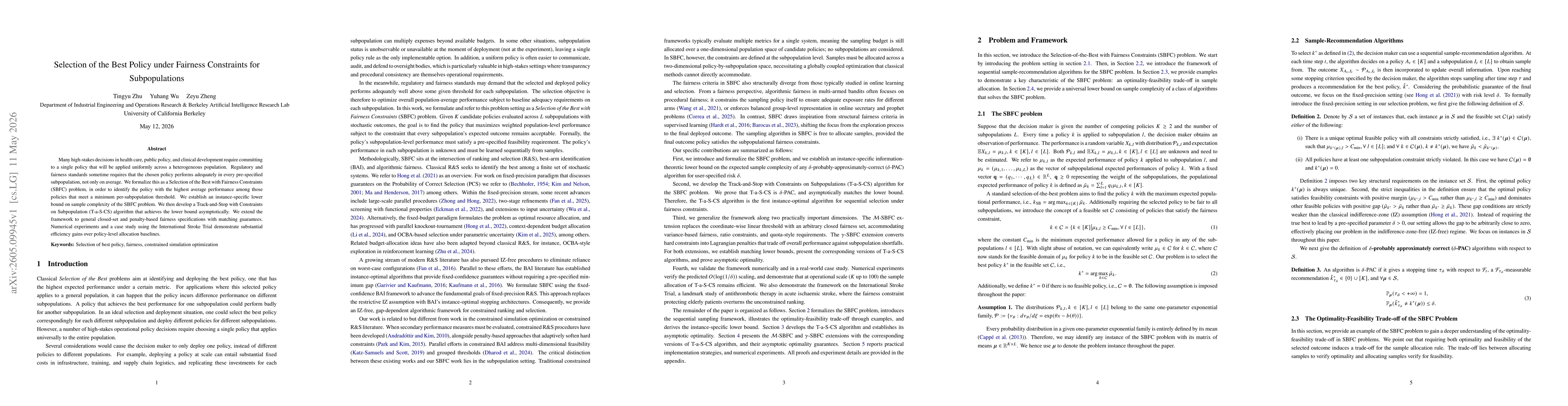 Thumbnail for Selection of the Best Policy under Fairness Constraints for Subpopulations