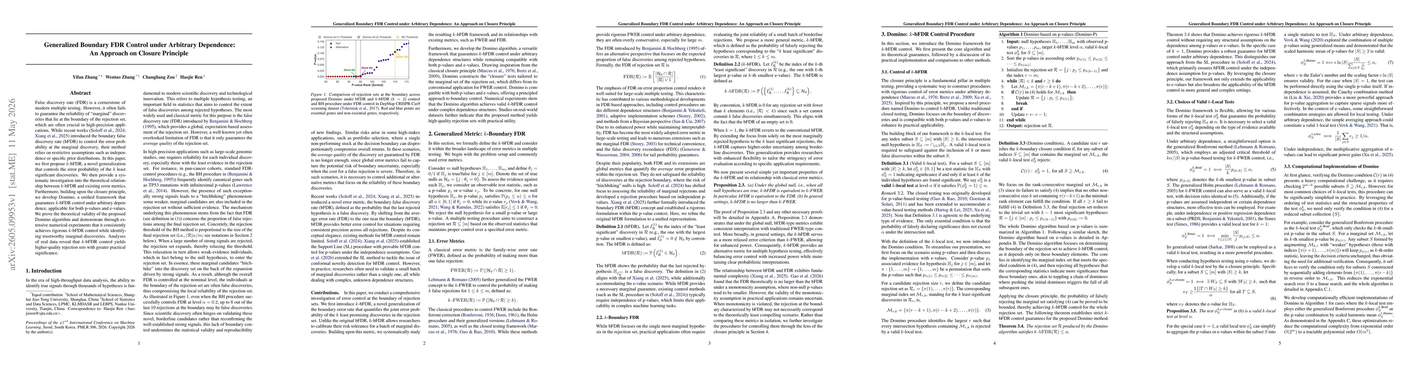 Thumbnail for Generalized Boundary FDR Control under Arbitrary Dependence: An Approach on Closure Principle