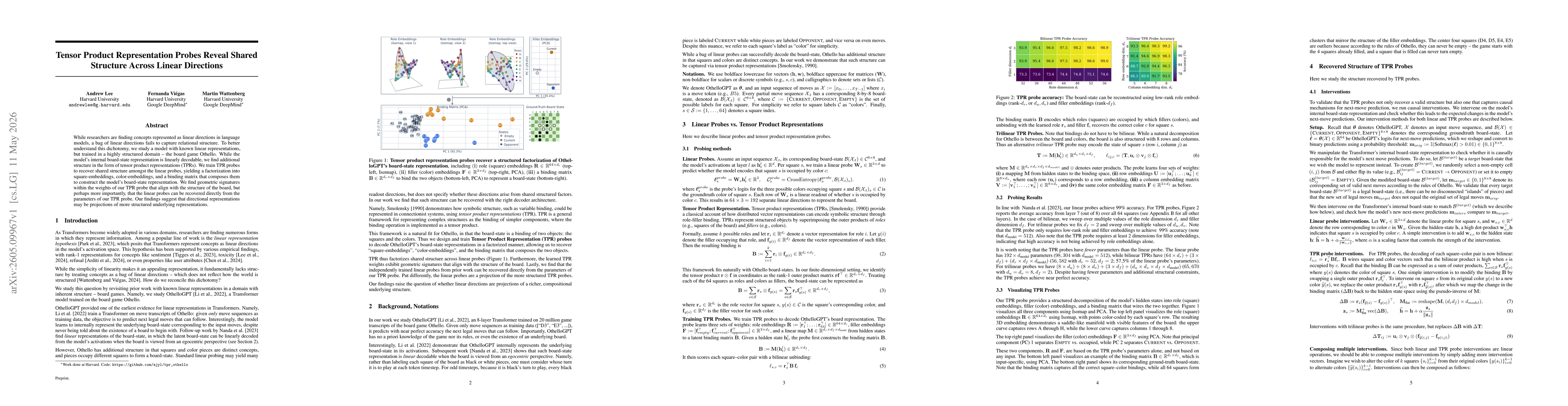 Thumbnail for Tensor Product Representation Probes Reveal Shared Structure Across Linear Directions