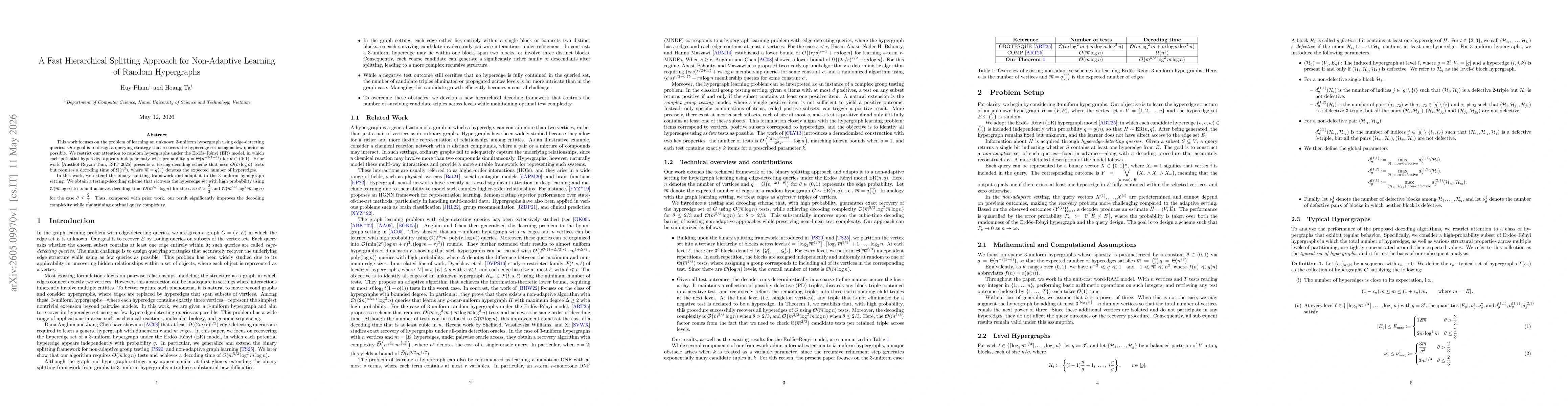 Thumbnail for A Fast Hierarchical Splitting Approach for Non-Adaptive Learning of Random Hypergraphs