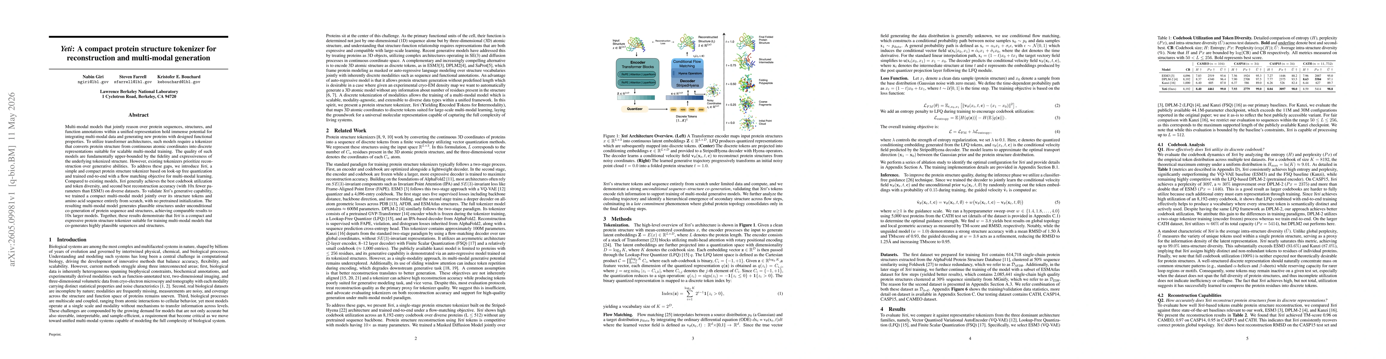 Thumbnail for Yeti: A compact protein structure tokenizer for reconstruction and multi-modal generation