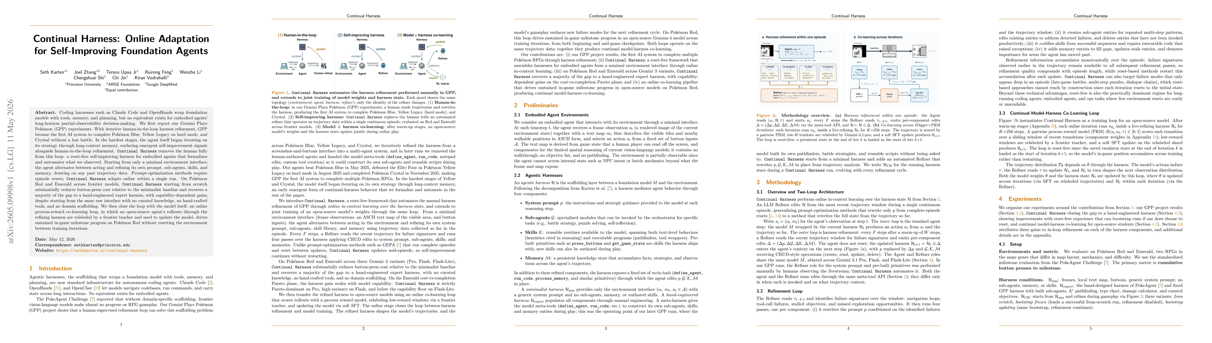 Thumbnail for Continual Harness: Online Adaptation for Self-Improving Foundation Agents