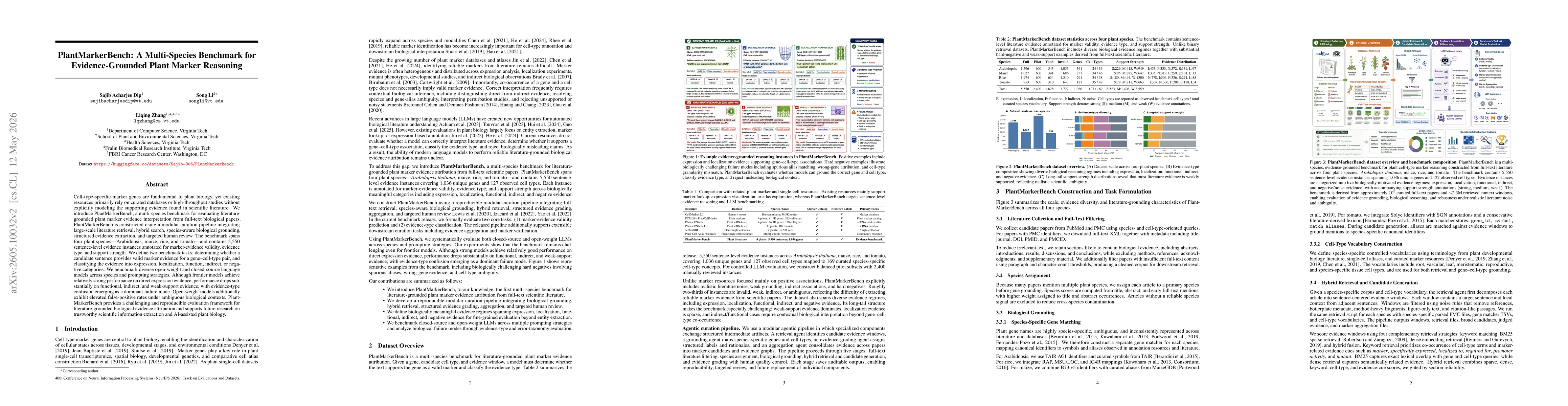 Thumbnail for PlantMarkerBench: A Multi-Species Benchmark for Evidence-Grounded Plant Marker Reasoning