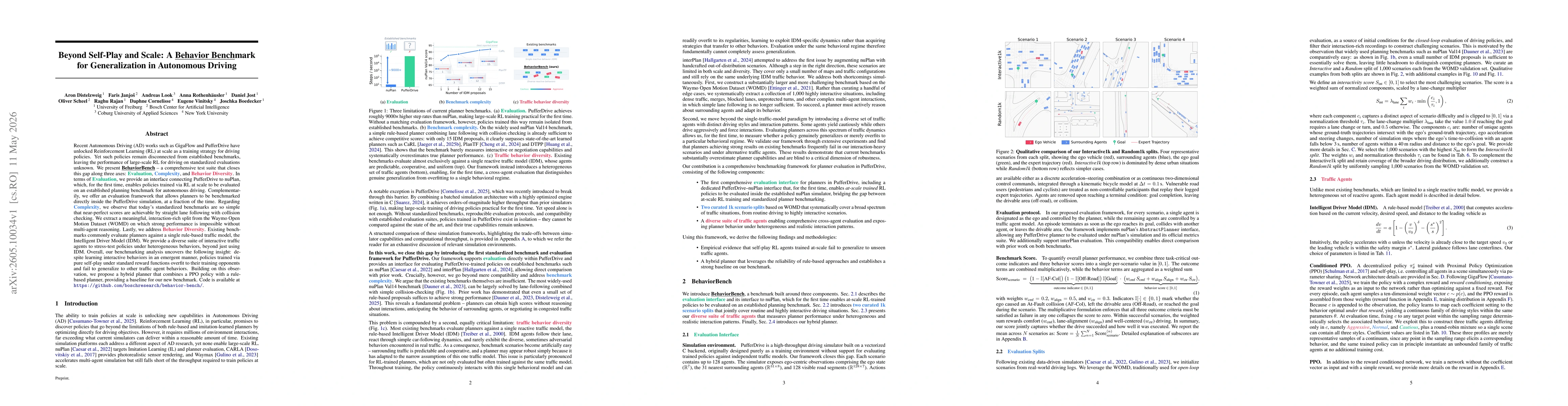 Thumbnail for Beyond Self-Play and Scale: A Behavior Benchmark for Generalization in Autonomous Driving