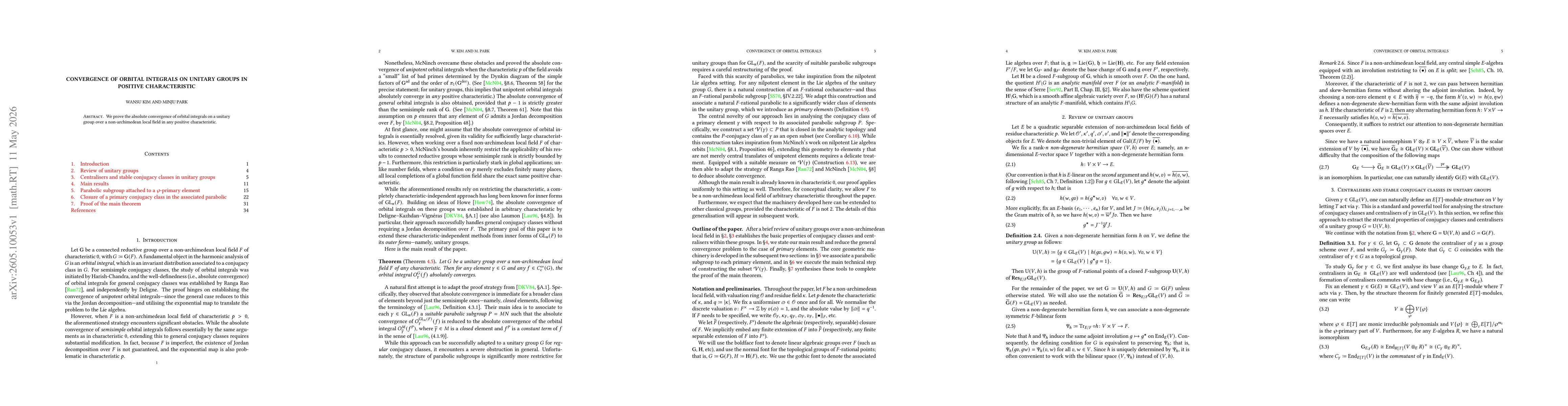 Thumbnail for Convergence of orbital integrals on unitary groups in positive characteristic