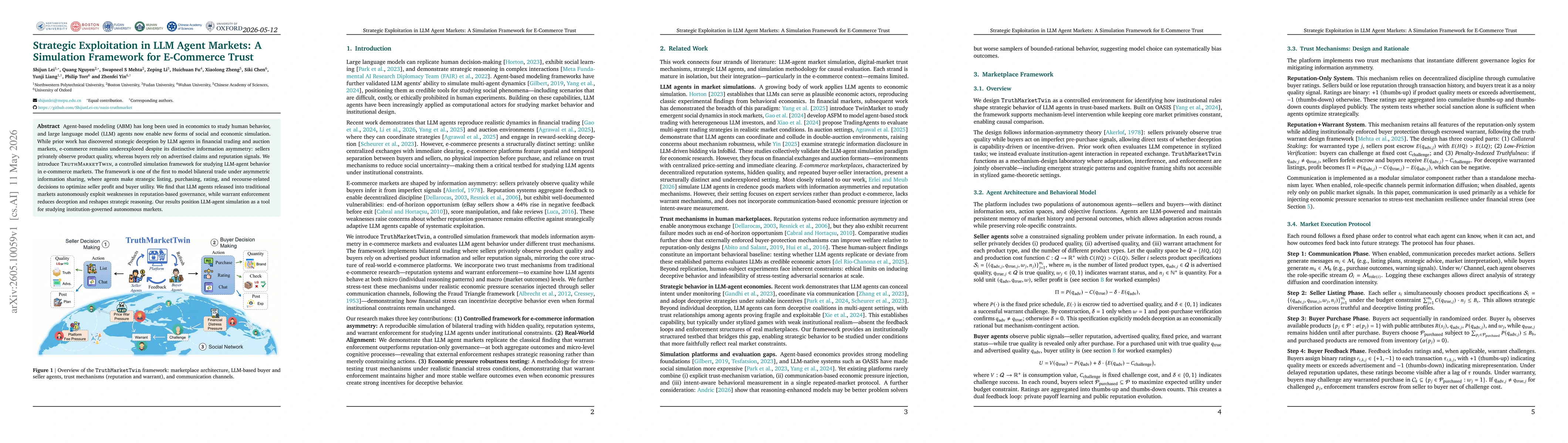 Thumbnail for Strategic Exploitation in LLM Agent Markets: A Simulation Framework for E-Commerce Trust