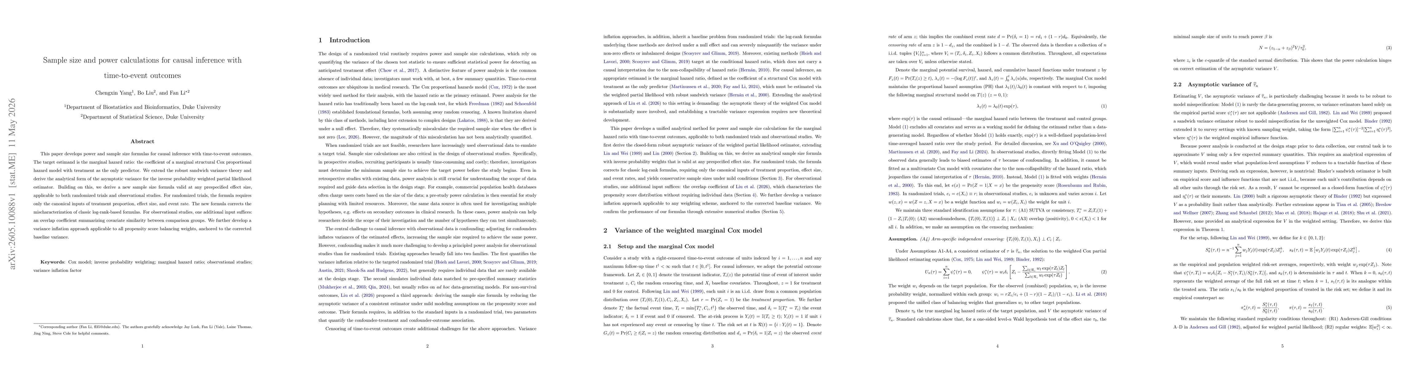Thumbnail for Sample size and power calculations for causal inference with time-to-event outcomes