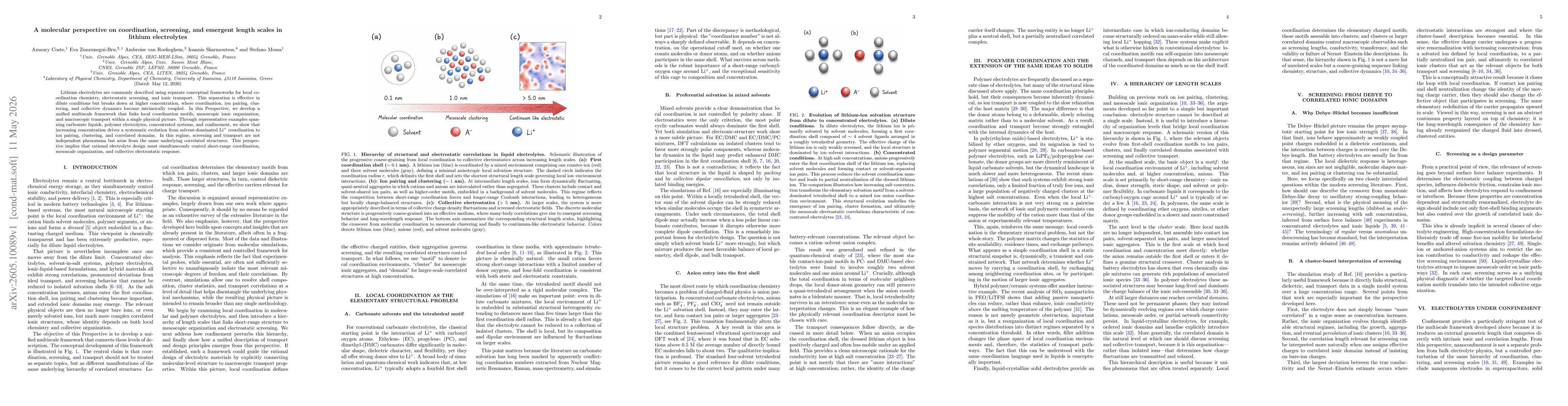 Thumbnail for A molecular perspective on coordination, screening, and emergent length scales in lithium electrolytes