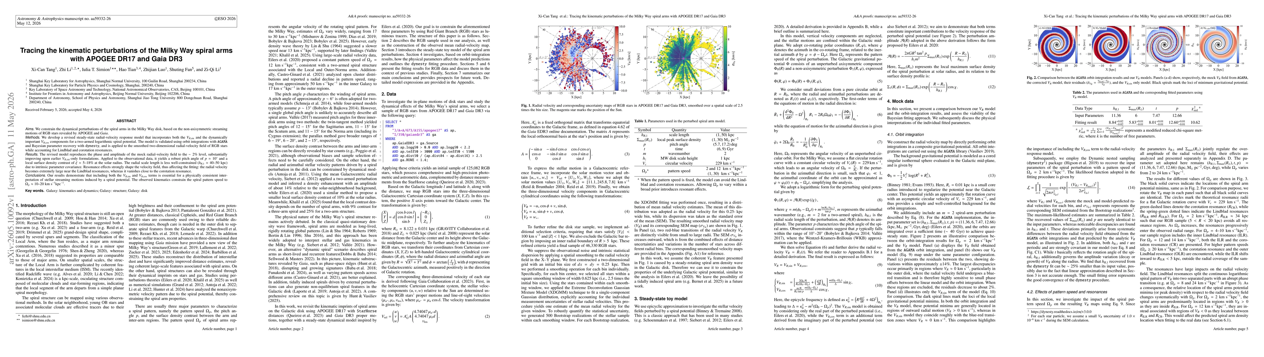 Thumbnail for Tracing the kinematic perturbations of the Milky Way spiral arms with APOGEE DR17 and Gaia DR3