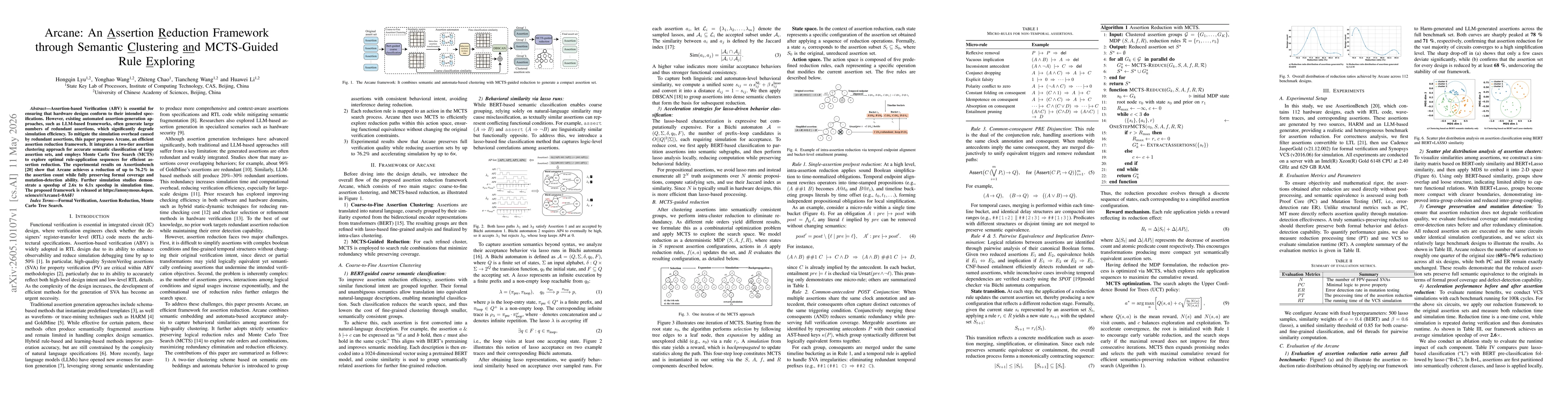 Thumbnail for Arcane: An Assertion Reduction Framework through Semantic Clustering and MCTS-Guided Rule Exploring