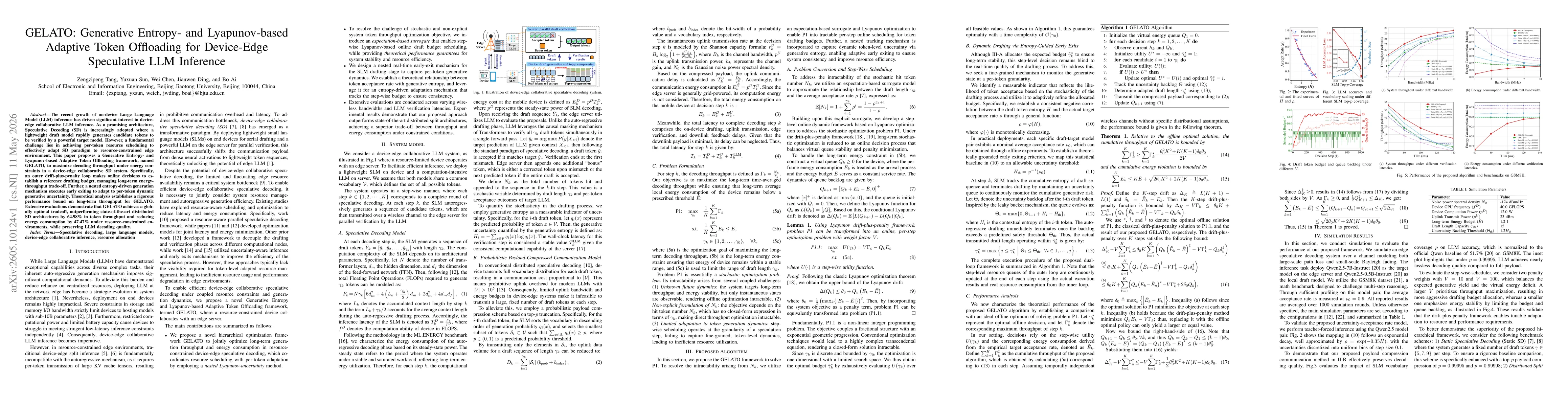 Thumbnail for GELATO: Generative Entropy- and Lyapunov-based Adaptive Token Offloading for Device-Edge Speculative LLM Inference
