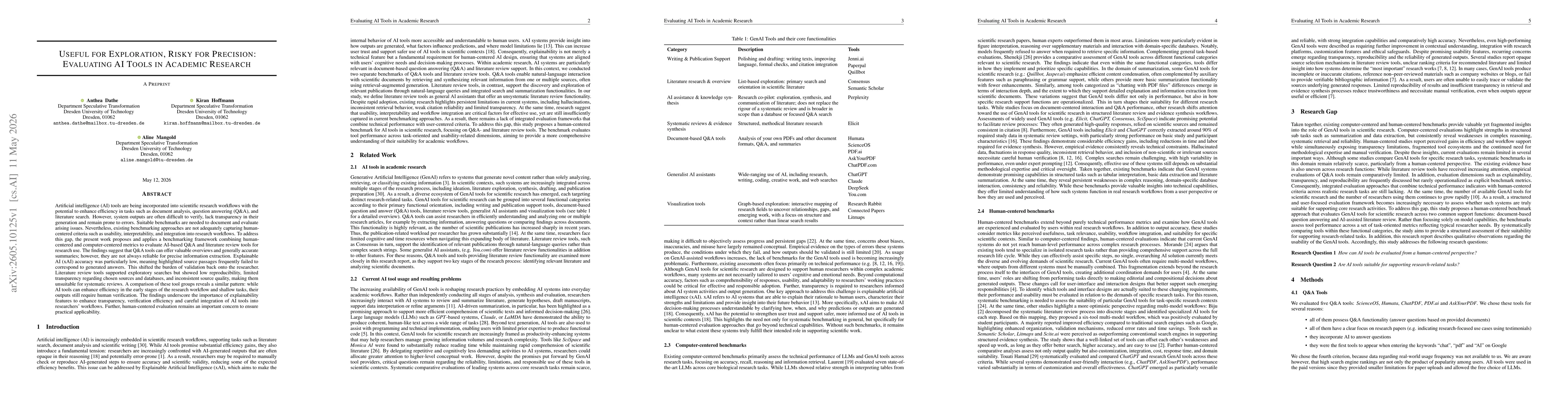Thumbnail for Useful for Exploration, Risky for Precision: Evaluating AI Tools in Academic Research