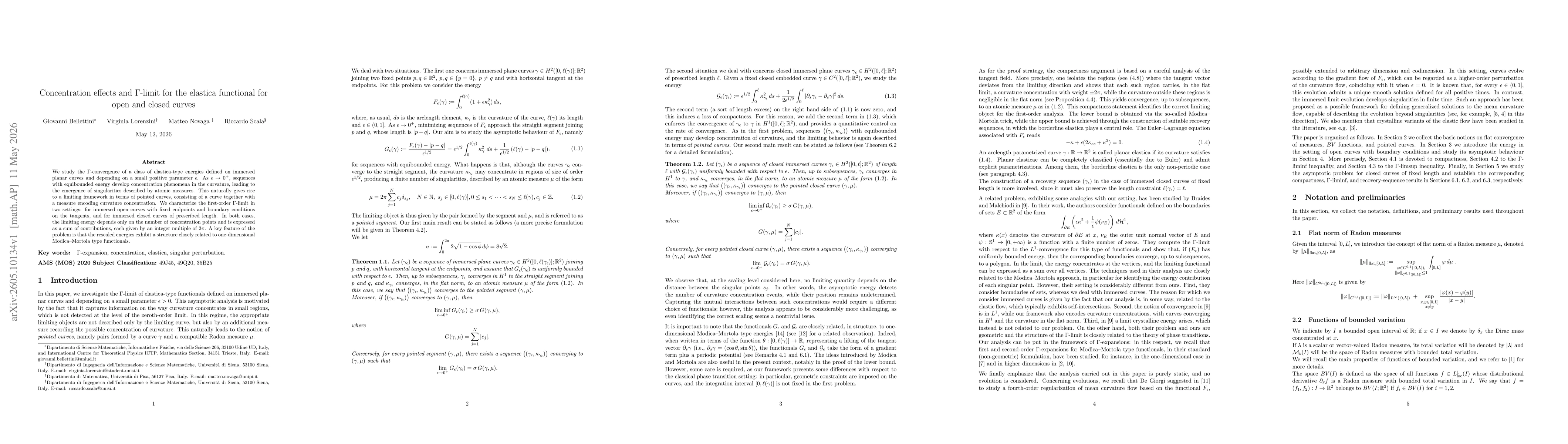 Thumbnail for Concentration effects and $Γ$-limit for the elastica functional for open and closed curves