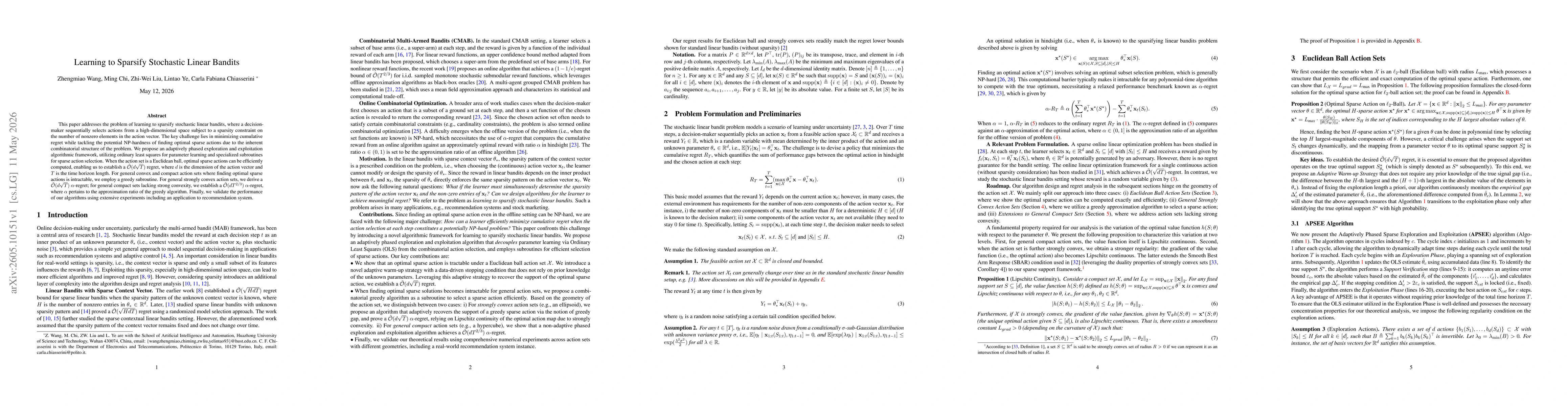 Thumbnail for Learning to Sparsify Stochastic Linear Bandits
