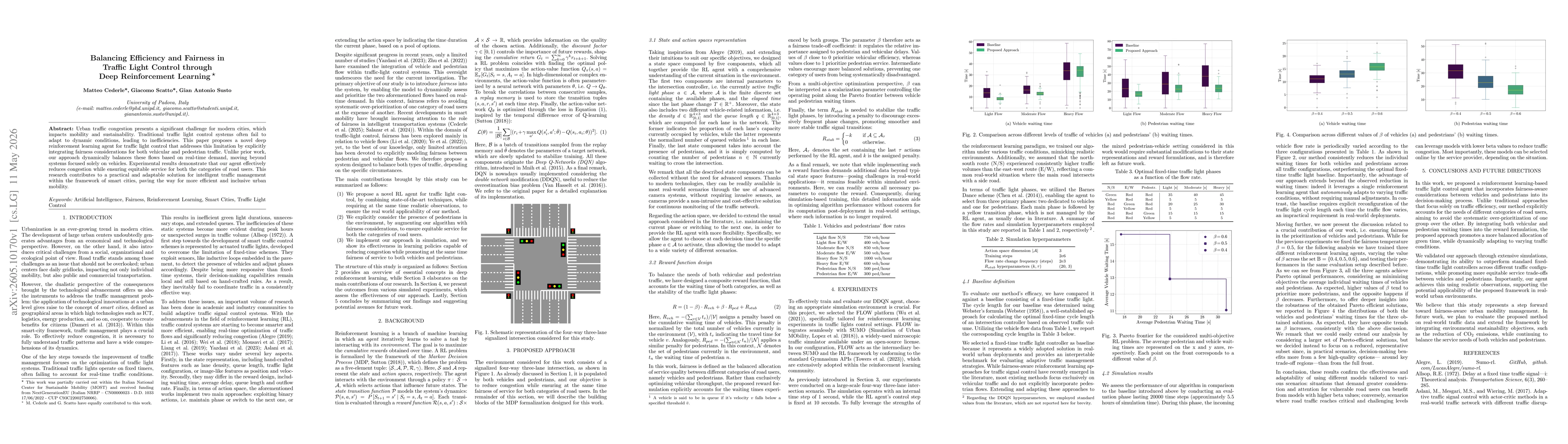 Thumbnail for Balancing Efficiency and Fairness in Traffic Light Control through Deep Reinforcement Learning