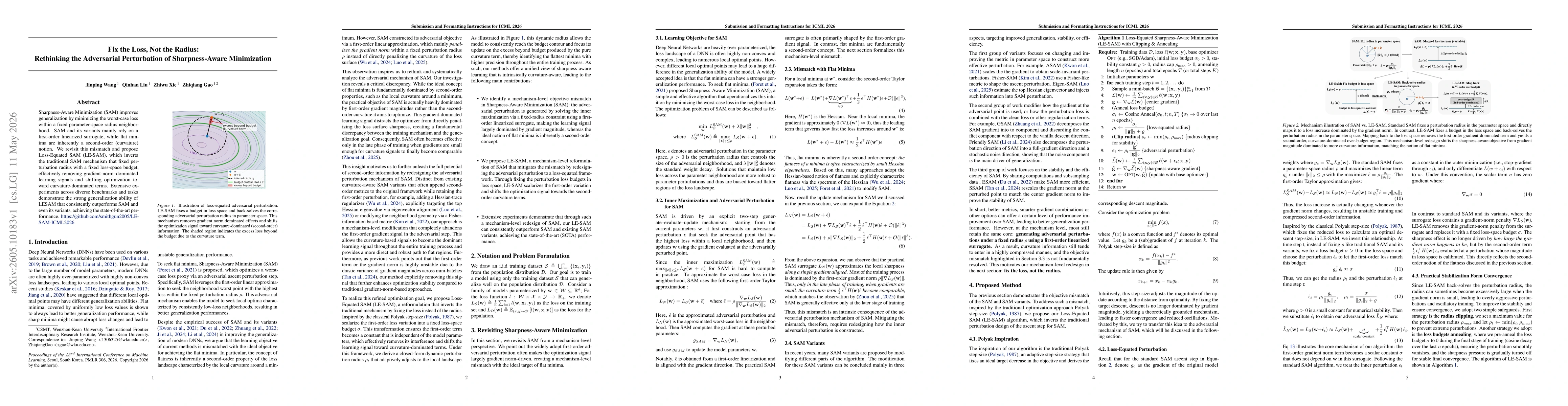 Thumbnail for Fix the Loss, Not the Radius: Rethinking the Adversarial Perturbation of Sharpness-Aware Minimization