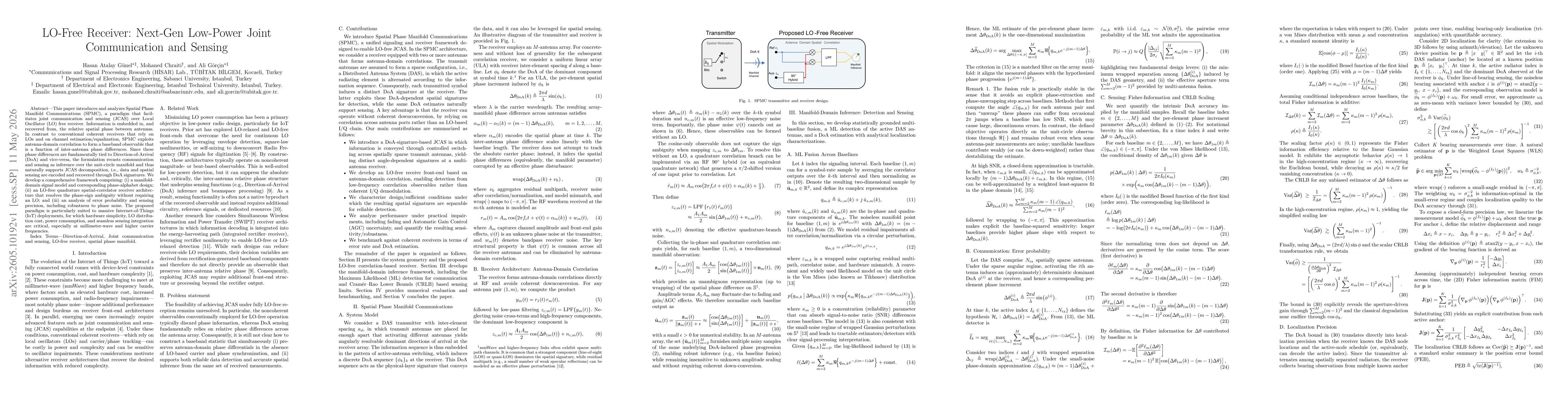 Thumbnail for LO-Free Receiver: Next-Gen Low-Power Joint Communication and Sensing