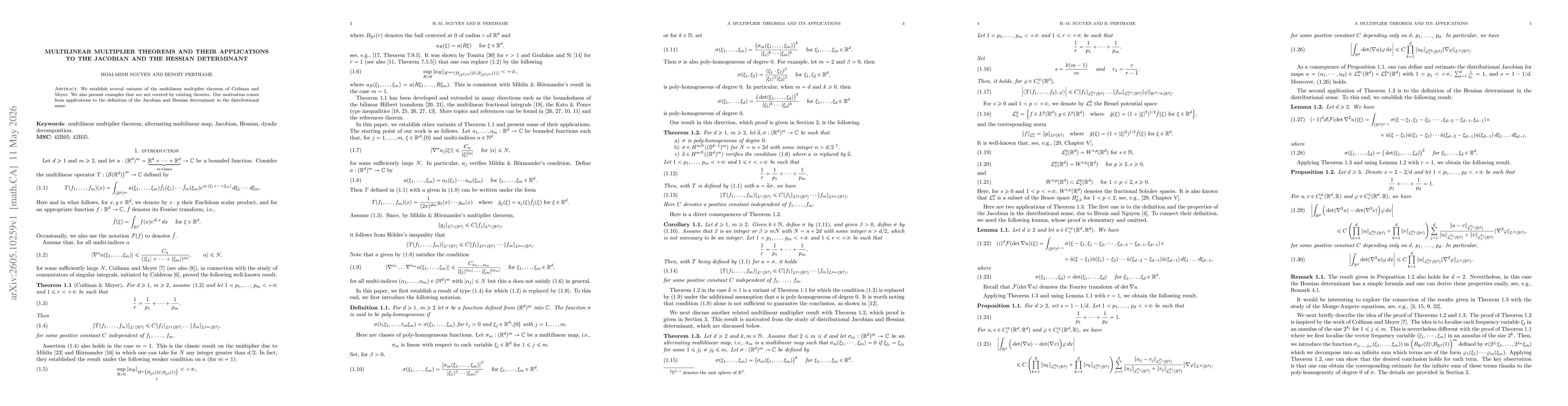 Thumbnail for Multilinear multiplier theorems and their applications to the Jacobian and the Hessian determinant