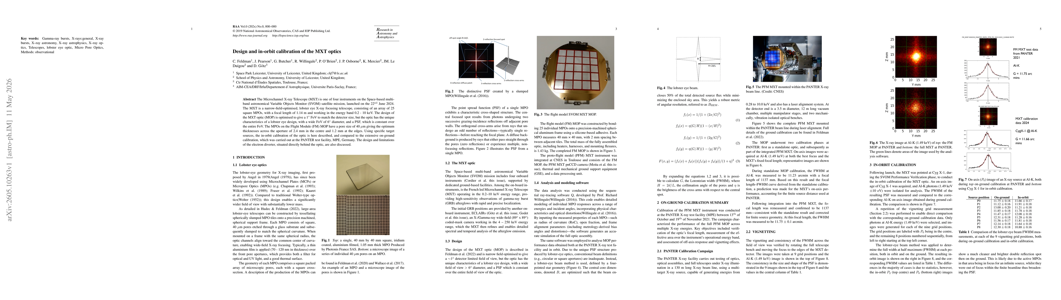 Thumbnail for Design and in-orbit calibration of the MXT optics