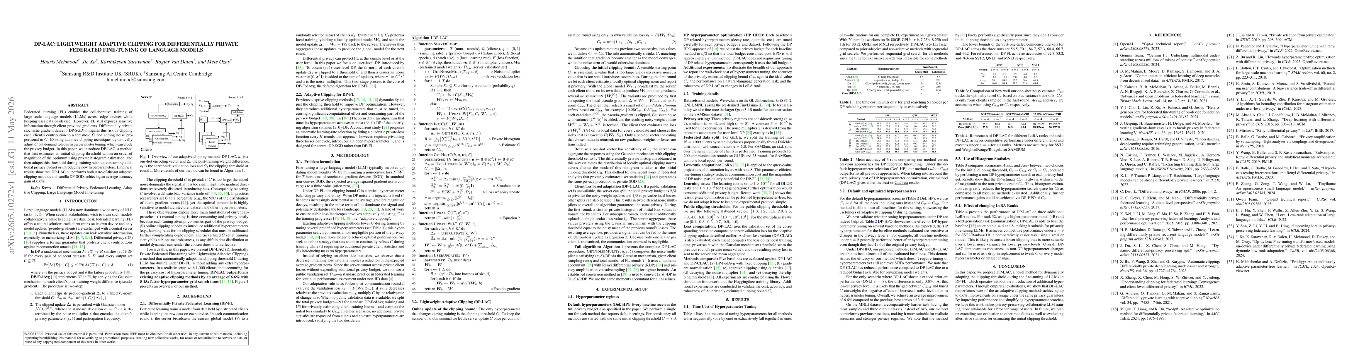 Thumbnail for DP-LAC: Lightweight Adaptive Clipping for Differentially Private Federated Fine-tuning of Language Models