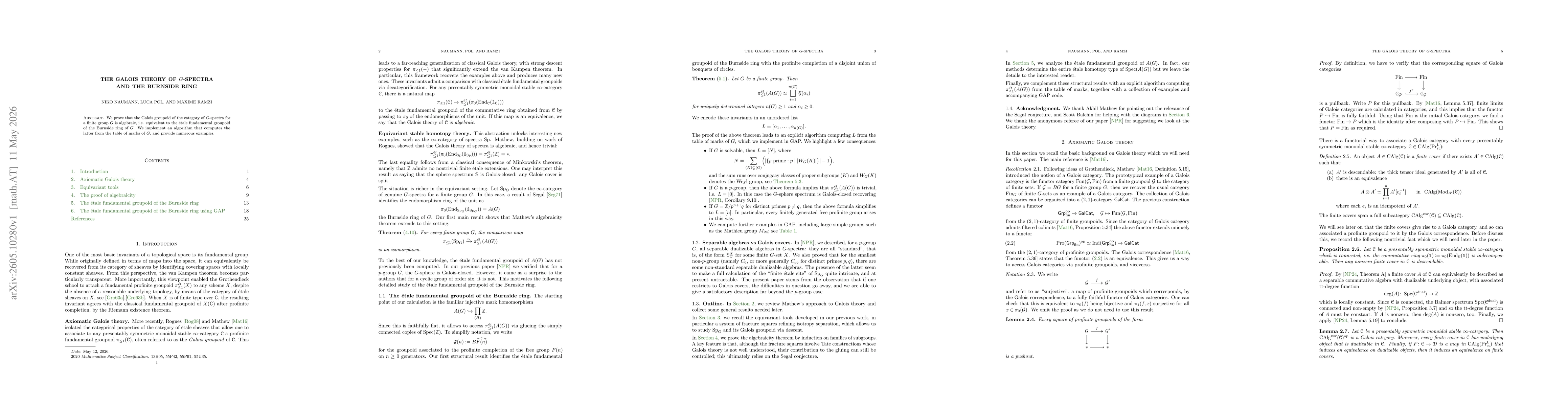Thumbnail for The Galois theory of $G$-spectra and the Burnside ring