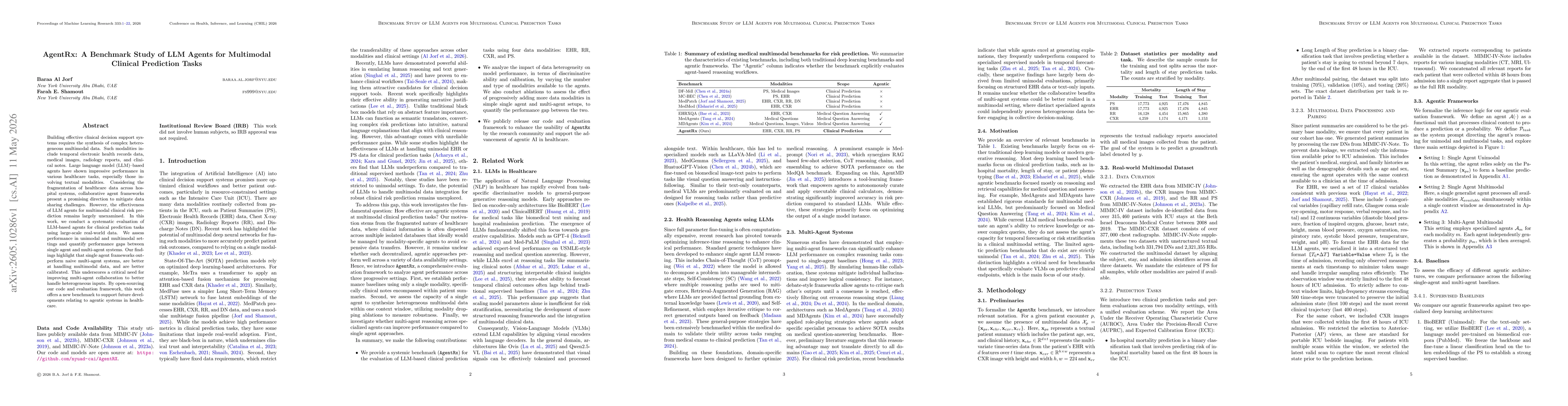 Thumbnail for AgentRx: A Benchmark Study of LLM Agents for Multimodal Clinical Prediction Tasks