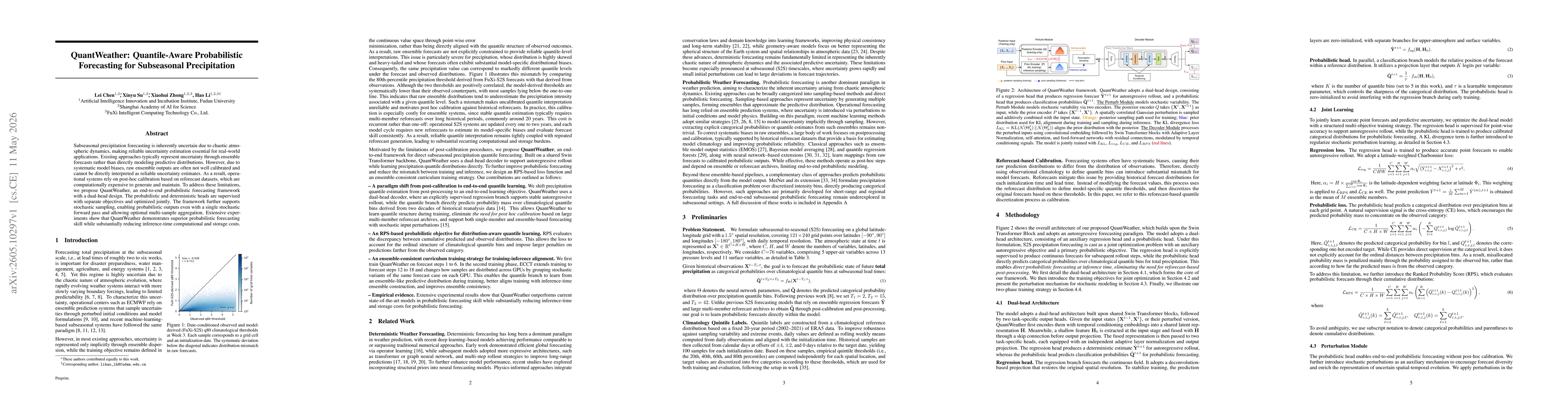 Thumbnail for QuantWeather: Quantile-Aware Probabilistic Forecasting for Subseasonal Precipitation