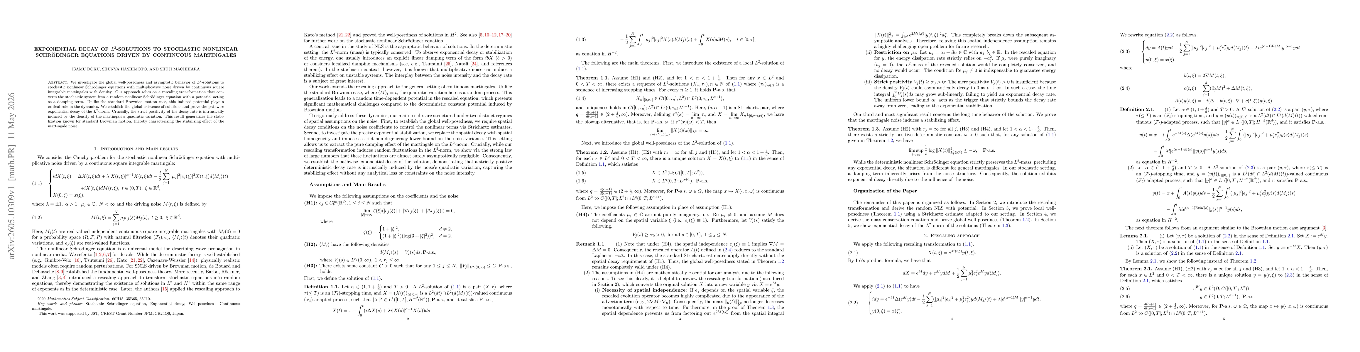 Thumbnail for Exponential Decay of $L^2$-Solutions to Stochastic Nonlinear Schrödinger Equations Driven by Continuous Martingales